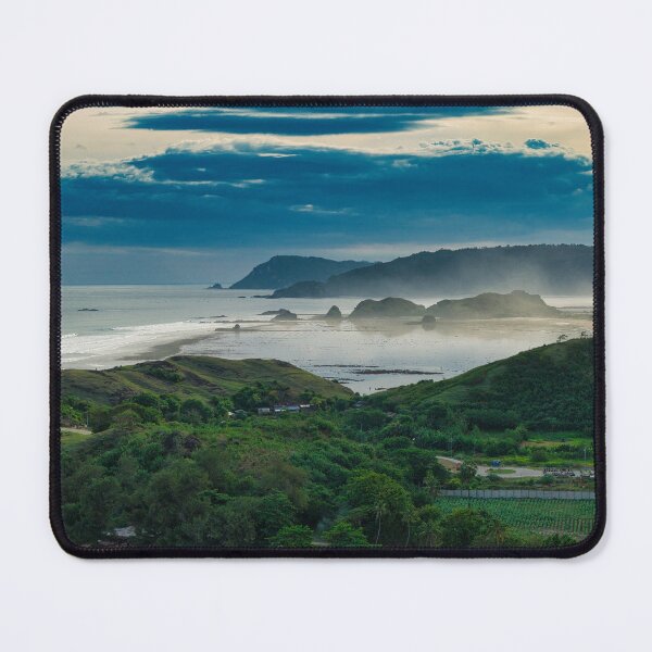 Item preview, Sea Fog Sunset Over Rocky Lombok Beach – Indonesia Drone Photo designed and sold by mattryanphoto.