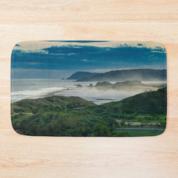 Item preview, Sea Fog Sunset Over Rocky Lombok Beach – Indonesia Drone Photo designed and sold by mattryanphoto.