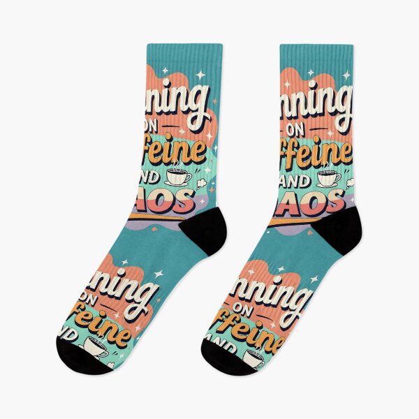 Item preview, Running on Caffeine and Chaos – Funny Coffee Quote Design designed and sold by artmanikin.