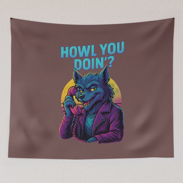 Item preview, Retro Halloween Wolf – “Howl You Doin’” Funny Spooky Design designed and sold by Meandmyshop.