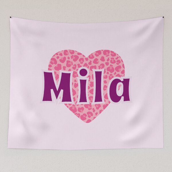 Item preview, Mila Name Pink Leopard Heart  designed and sold by Jeallan Designs.