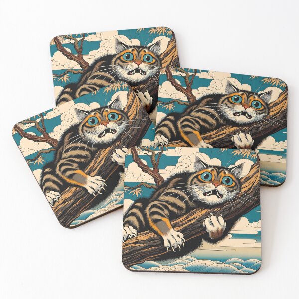 Item preview, Clingy Cat in a Tree - Ukiyo-e Style designed and sold by EcstaticRegards.