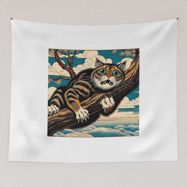 Item preview, Clingy Cat in a Tree - Ukiyo-e Style designed and sold by EcstaticRegards.