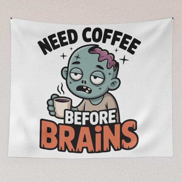 Item preview, Funny Zombie Coffee Lover – Need Coffee Before Brains designed and sold by Mr-Slow.