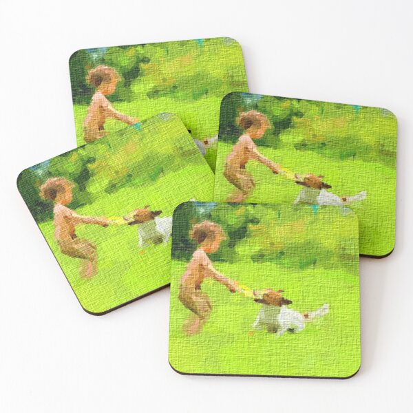 Item preview, Home Decor Wall Digital printable Art, Morning Mischief,  A Heartwarming Portrait of a Dog and Child at Play. designed and sold by Arts n stories.