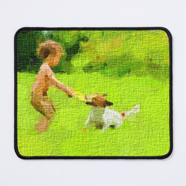 Item preview, Home Decor Wall Digital printable Art, Morning Mischief,  A Heartwarming Portrait of a Dog and Child at Play. designed and sold by Arts n stories.