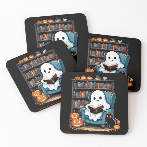 Item preview, Cute and Spooky Ghost Reading in the Library Halloween designed and sold by DesignsByAnett.