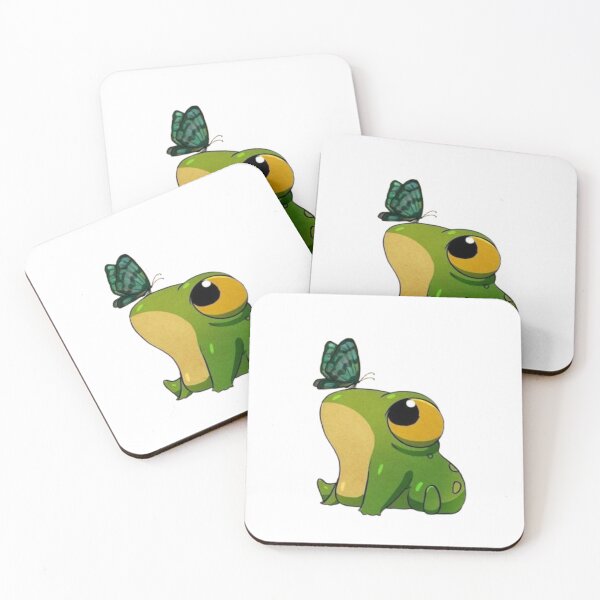 Item preview, Cute Green Frog with Butterfly Cartoon Illustration designed and sold by AesthinkArt.