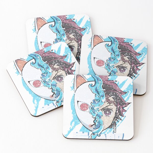 Item preview, Water Breath Style Anime Fox Mask Half Face Grunge Art designed and sold by CarmelitaJoanie.