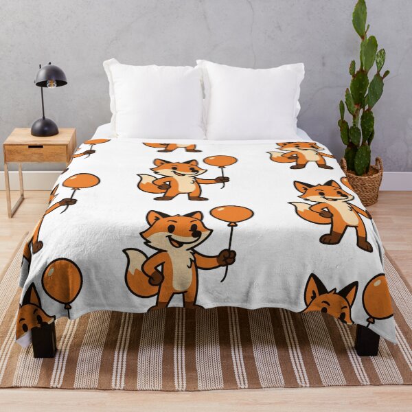 Item preview, Cartoon Fox Holding a Balloon – Playful Cute Animal Cartoon designed and sold by Confuzz1ed.