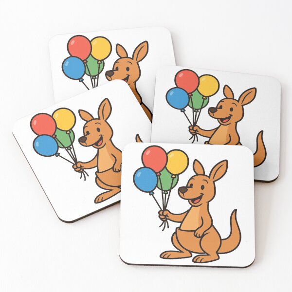 Item preview, Cartoon Kangaroo with Balloons – Funny Playful Animal Cartoon designed and sold by Confuzz1ed.
