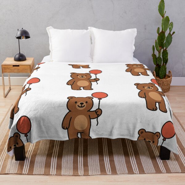 Item preview, Cartoon Bear with a Balloon – Cute Whimsical Animal Cartoon designed and sold by Confuzz1ed.