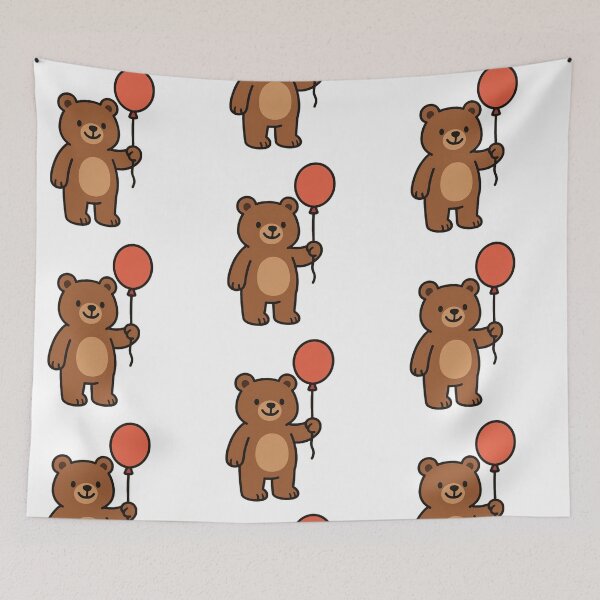 Item preview, Cartoon Bear with a Balloon – Cute Whimsical Animal Cartoon designed and sold by Confuzz1ed.