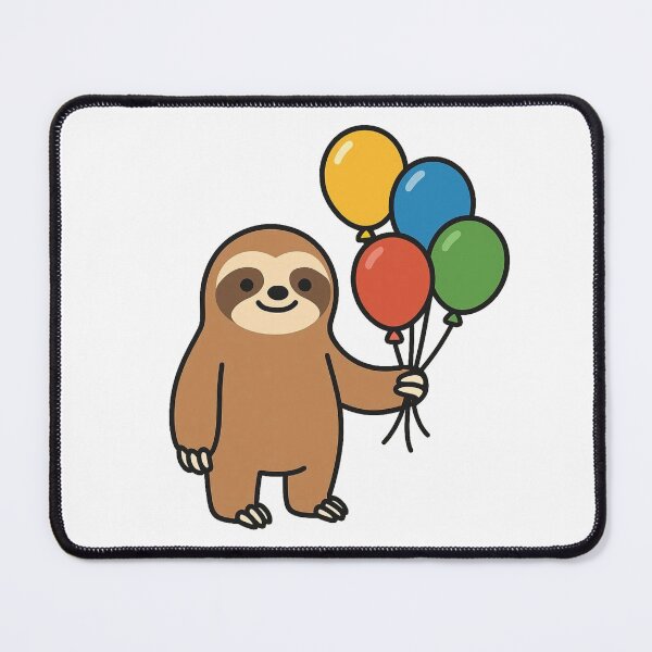 Item preview, Cartoon Sloth with Balloons – Cute Funny Animal Cartoon designed and sold by Confuzz1ed.