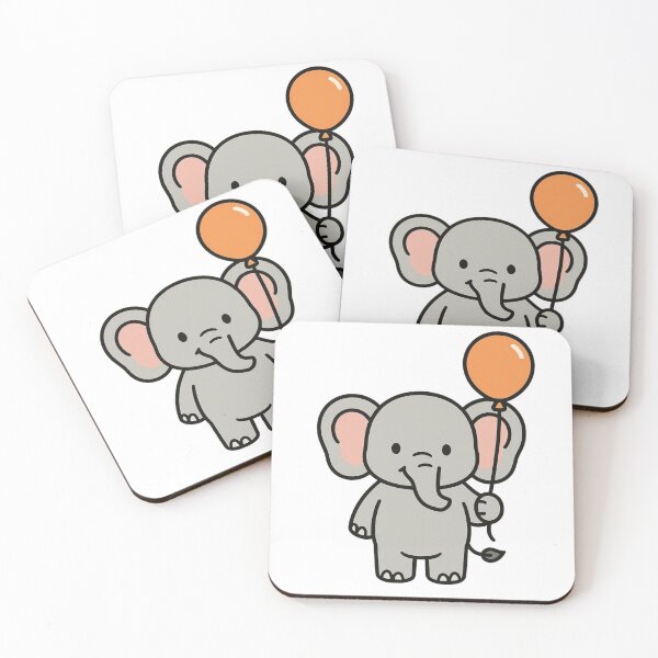 Item preview, Cartoon Elephant with a Balloon – Funny Cute Animal Cartoon designed and sold by Confuzz1ed.