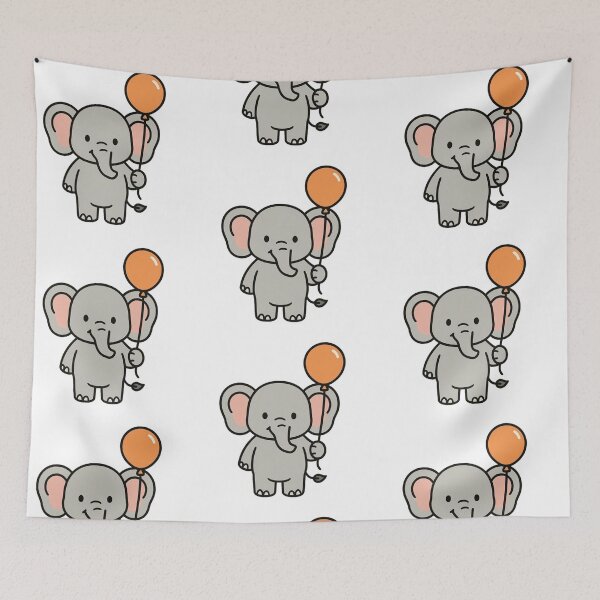 Item preview, Cartoon Elephant with a Balloon – Funny Cute Animal Cartoon designed and sold by Confuzz1ed.