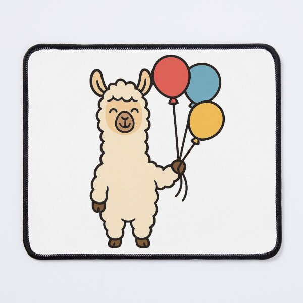 Item preview, Cartoon Llama Holding Balloons – Cute Whimsical Animal Cartoon designed and sold by Confuzz1ed.