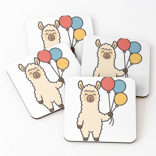 Item preview, Cartoon Llama Holding Balloons – Cute Whimsical Animal Cartoon designed and sold by Confuzz1ed.