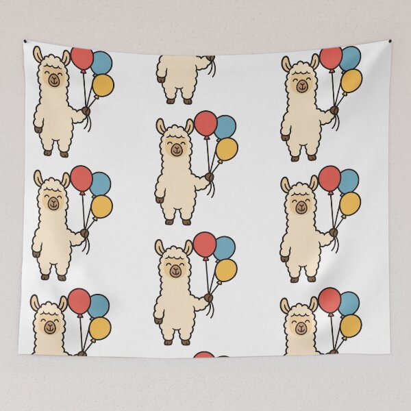Item preview, Cartoon Llama Holding Balloons – Cute Whimsical Animal Cartoon designed and sold by Confuzz1ed.