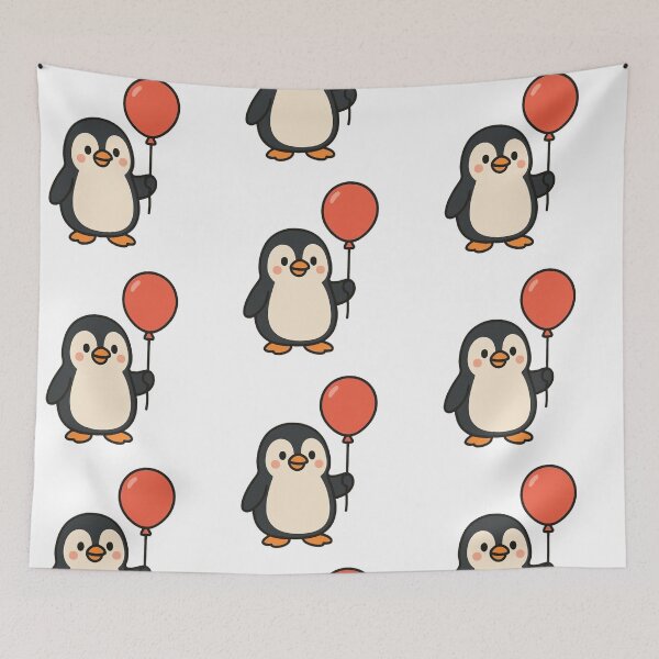 Item preview, Cartoon Penguin Holding a Balloon – Funny Winter Animal Cartoon designed and sold by Confuzz1ed.