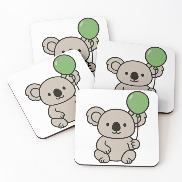 Item preview, Cartoon Koala with a Green Balloon – Cute Playful Animal Cartoon designed and sold by Confuzz1ed.