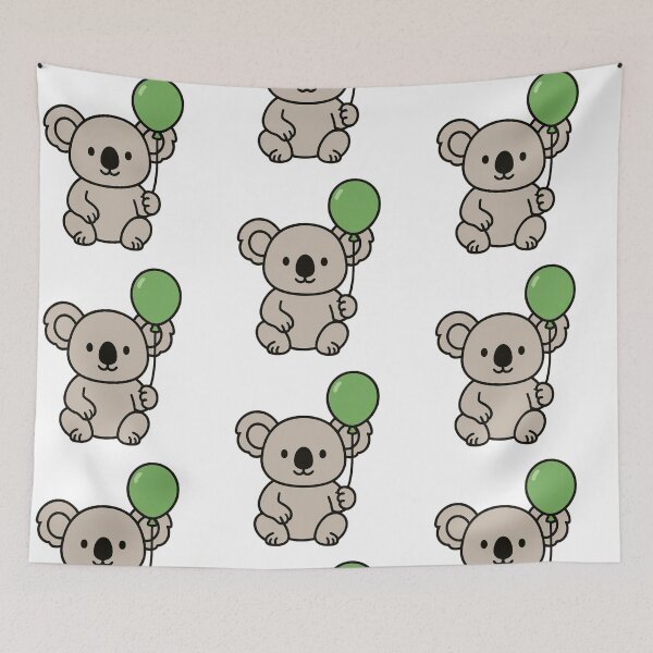 Item preview, Cartoon Koala with a Green Balloon – Cute Playful Animal Cartoon designed and sold by Confuzz1ed.