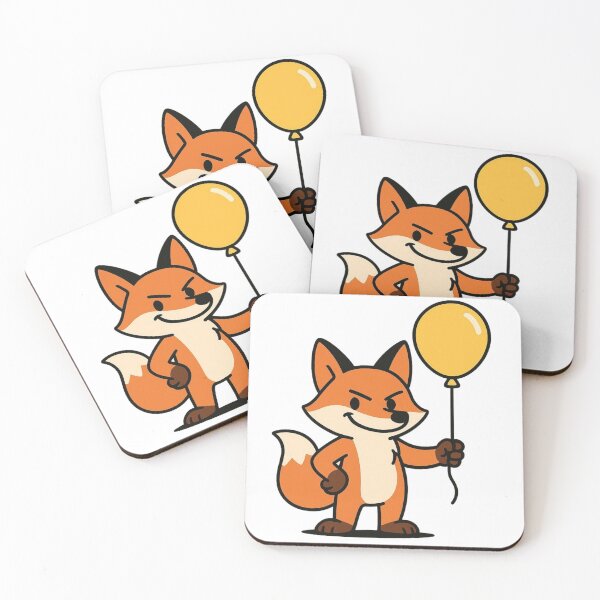 Item preview, Cartoon Fox with a Yellow Balloon – Funny Whimsical Animal Cartoon designed and sold by Confuzz1ed.