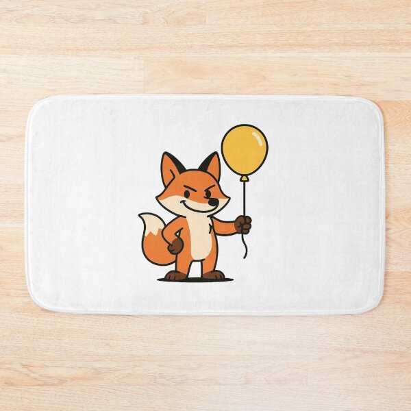 Item preview, Cartoon Fox with a Yellow Balloon – Funny Whimsical Animal Cartoon designed and sold by Confuzz1ed.