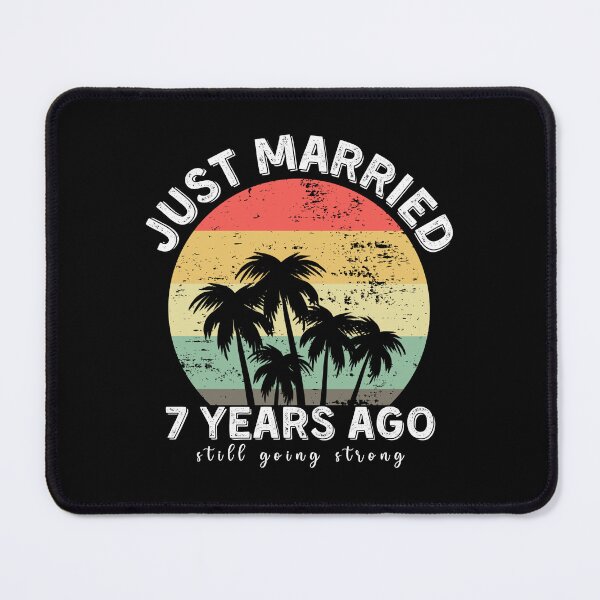 Item preview, Vintage - Just Married 7 Years Ago, 7th Wedding Anniversary for Couple Men & Women designed and sold by Mozaic Clothes.