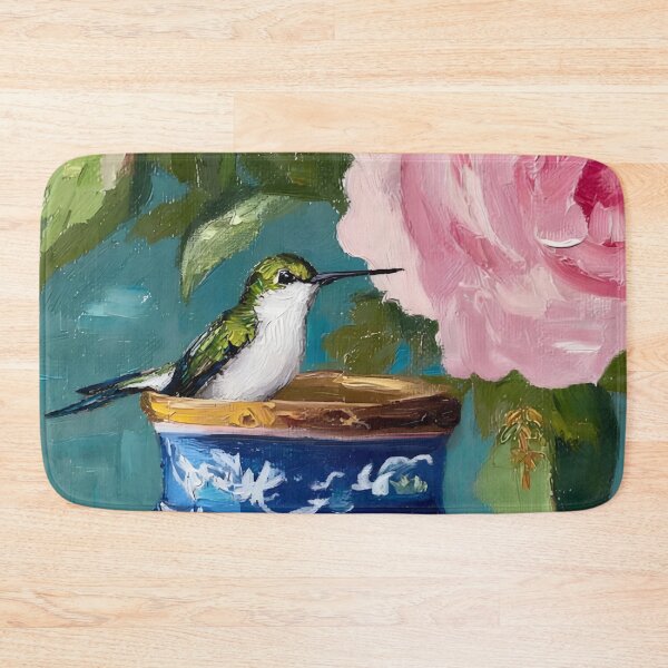 Item preview, Hummingbird on a ginger jar and a tea rose oil painting designed and sold by SophieClimaArt.