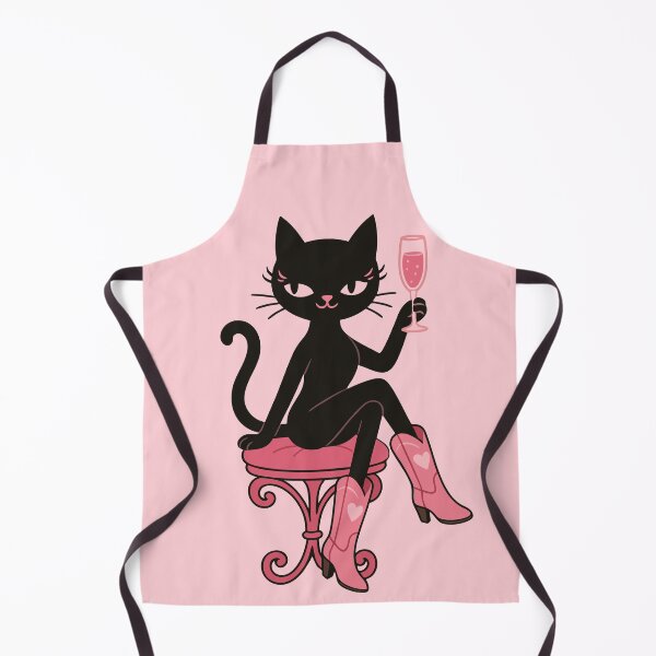Item preview, Elegant Black Cat Diva with Pink Boots and Champagne – Luxurious Vibes designed and sold by Print-Zoo.