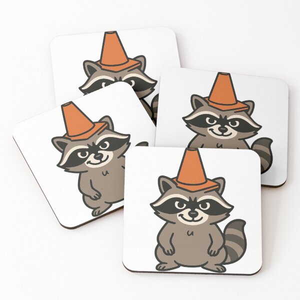 Item preview, Cartoon Raccoon in a Traffic Cone Hat – Goofy Animal Cartoon designed and sold by Confuzz1ed.