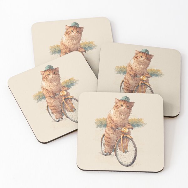Item preview, Vintage Cat on Bicycle – Cute Retro Illustration designed and sold by collectees1.