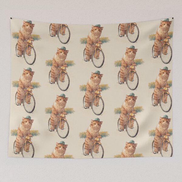 Item preview, Vintage Cat on Bicycle – Cute Retro Illustration designed and sold by collectees1.