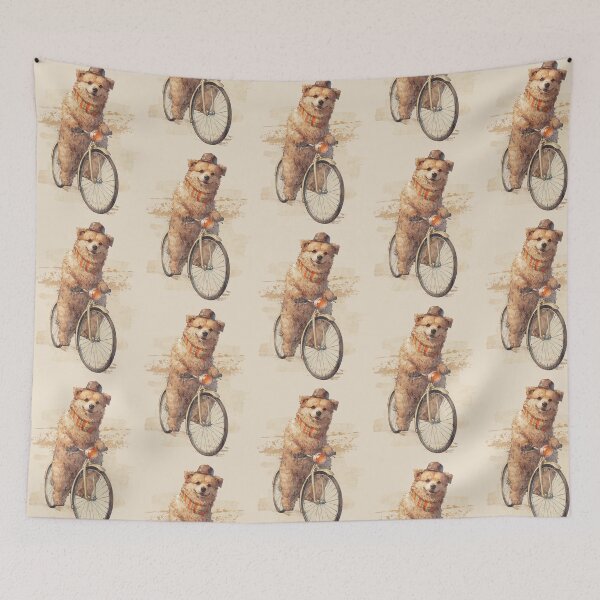 Item preview, Vintage Dog on Bicycle – Cute Retro Illustration designed and sold by collectees1.