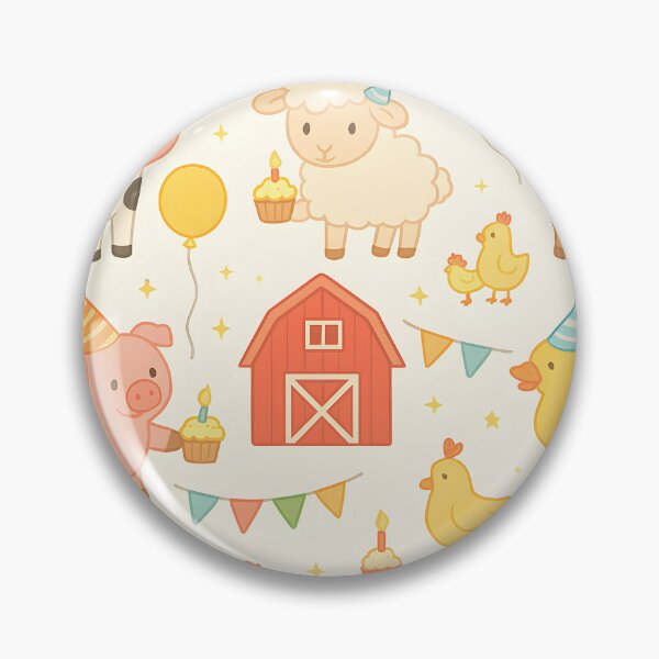 Item preview, Farmyard Birthday Party Pattern – Cute Animals, Balloons & Cakes designed and sold by Tropical art.