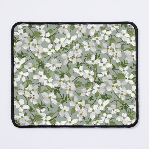 Item preview, Dogwood Blossoms on Soft Grey Green a0ac9e Half-drop designed and sold by Art in My Loft.
