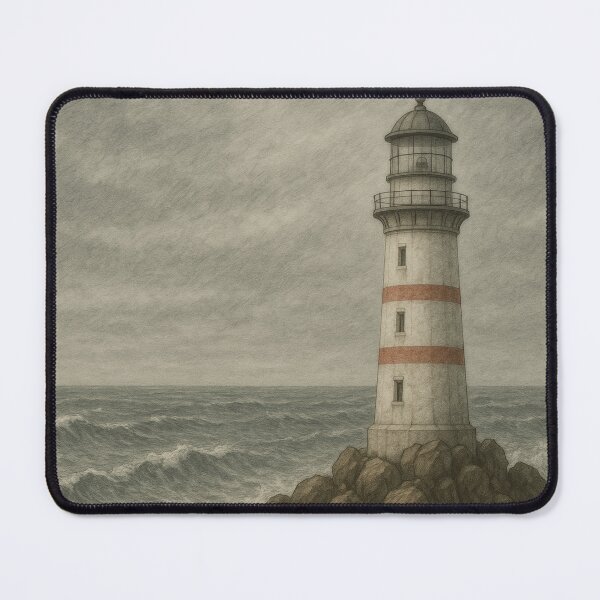 Item preview, Moody Lighthouse Illustration – Stormy Sea, Vintage Sketch Artwork designed and sold by BloomOfDesign.
