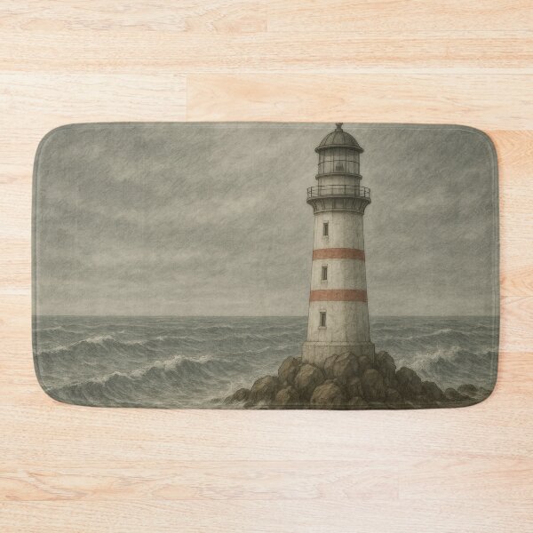 Item preview, Moody Lighthouse Illustration – Stormy Sea, Vintage Sketch Artwork designed and sold by BloomOfDesign.