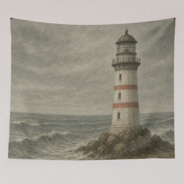 Item preview, Moody Lighthouse Illustration – Stormy Sea, Vintage Sketch Artwork designed and sold by BloomOfDesign.