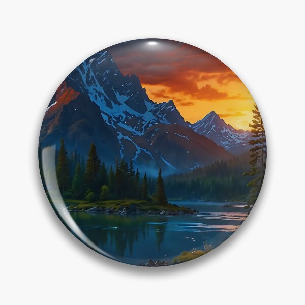Item preview, Evening glow at the mountain lake designed and sold by PixelParadies.