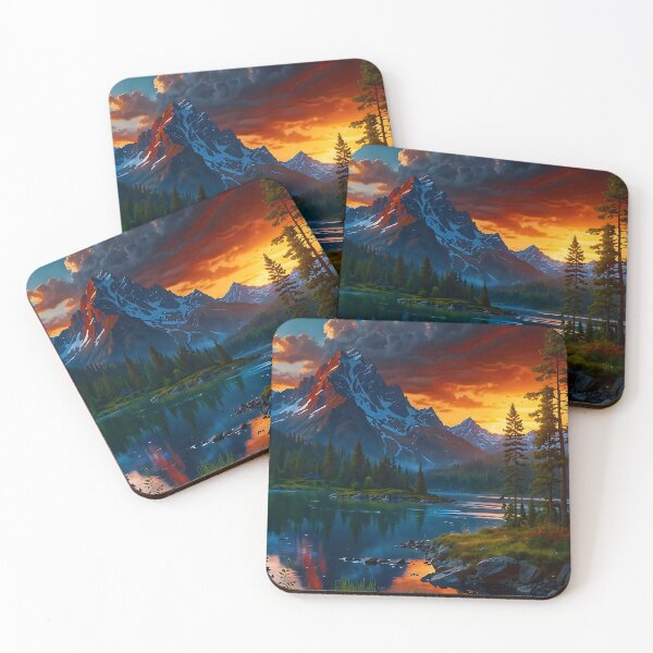 Item preview, Evening glow at the mountain lake designed and sold by PixelParadies.