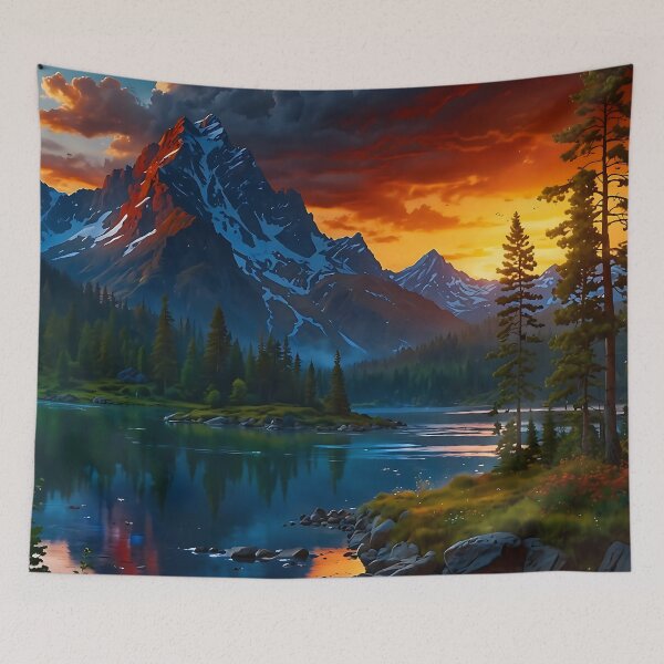 Item preview, Evening glow at the mountain lake designed and sold by PixelParadies.