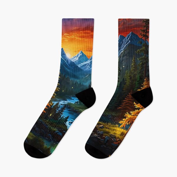 Item preview, Sunset on the mountain river designed and sold by PixelParadies.