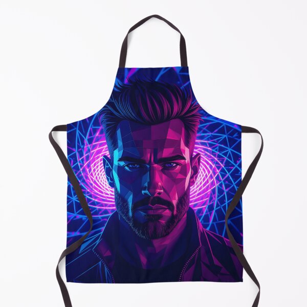 Item preview, Cyberpunk Pop-Cubism Portrait – Neon Geometric Man with Psychedelic Spiral designed and sold by artmanikin.