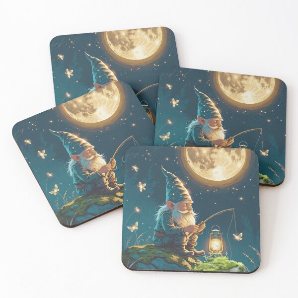 Item preview, Moonlit Catch – Cottagecore Night Fishing Gnome designed and sold by Deezyned.