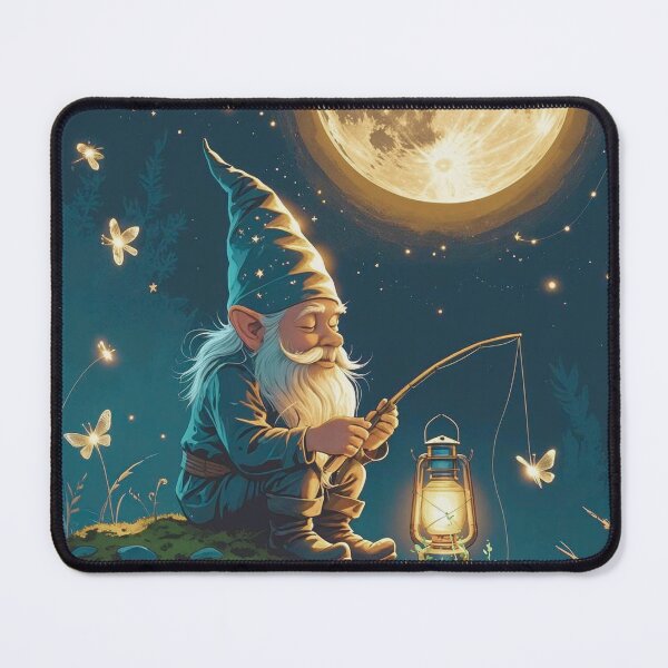 Item preview, Moonlit Catch – Cottagecore Night Fishing Gnome designed and sold by Deezyned.