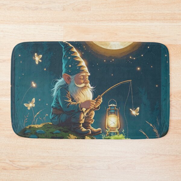 Item preview, Moonlit Catch – Cottagecore Night Fishing Gnome designed and sold by Deezyned.