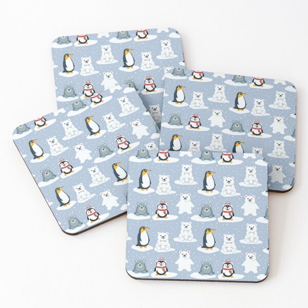 Item preview, Cute Cartoon Antarctic Animals - featuring Penguins, seals and polar bears.  Seamless pattern, Multicoloured - Kids room  designed and sold by Vision-Tees.
