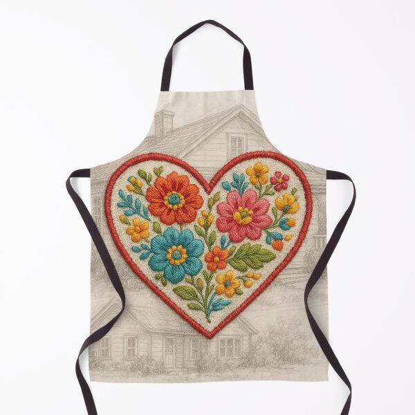 Item preview, Embroidery-Style Heart Patch Over Hand-Drawn Sketch – Cute Textile Aesthetic designed and sold by ashokreddy343.